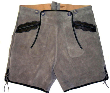 kurze Lederhose Modell 104, Samtspalt grau